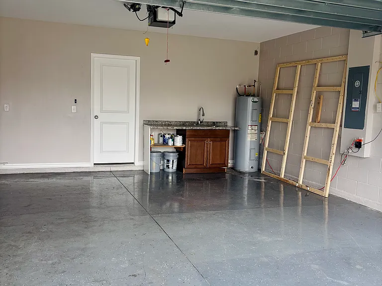 Finish floor 2 car garage