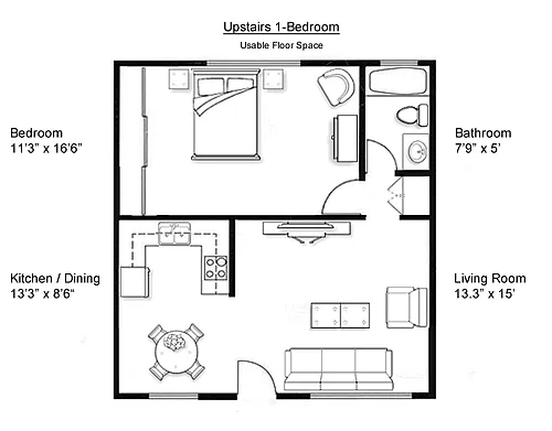 Floor plan 1 bedroom 2nd floor