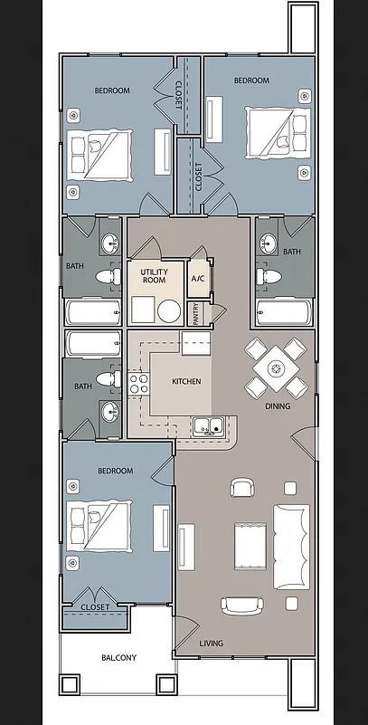 Floor plan 3 bedroom, 3 Bathroom