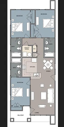 Floor plan 3 bedroom, 3 Bathroom