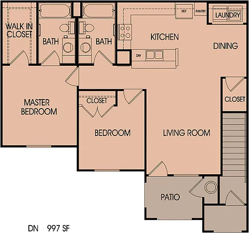 Floor plan SM 2 Bedroom 2 Bath