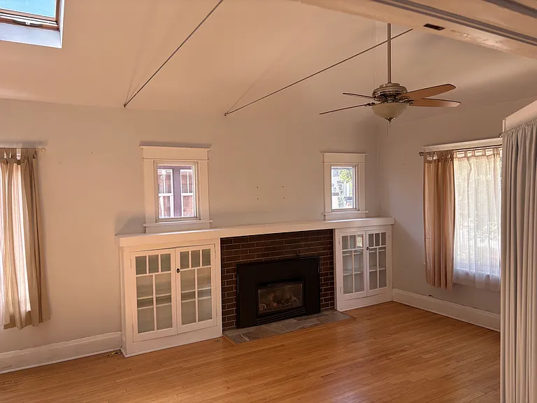 cozy fireplace and built-ins