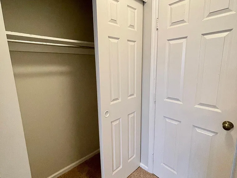 The master bedroom features two closets for ample storage space.