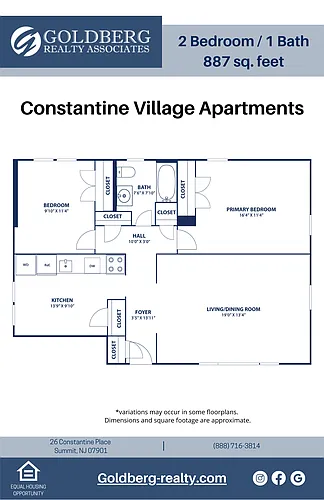 Floor plan Two Bedroom w/ Eat In Kitchen