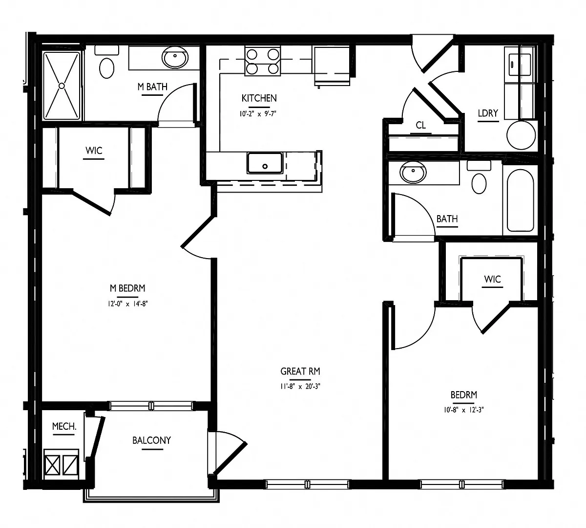 Floor plan 2 Bed/2 Bath-F Phase III