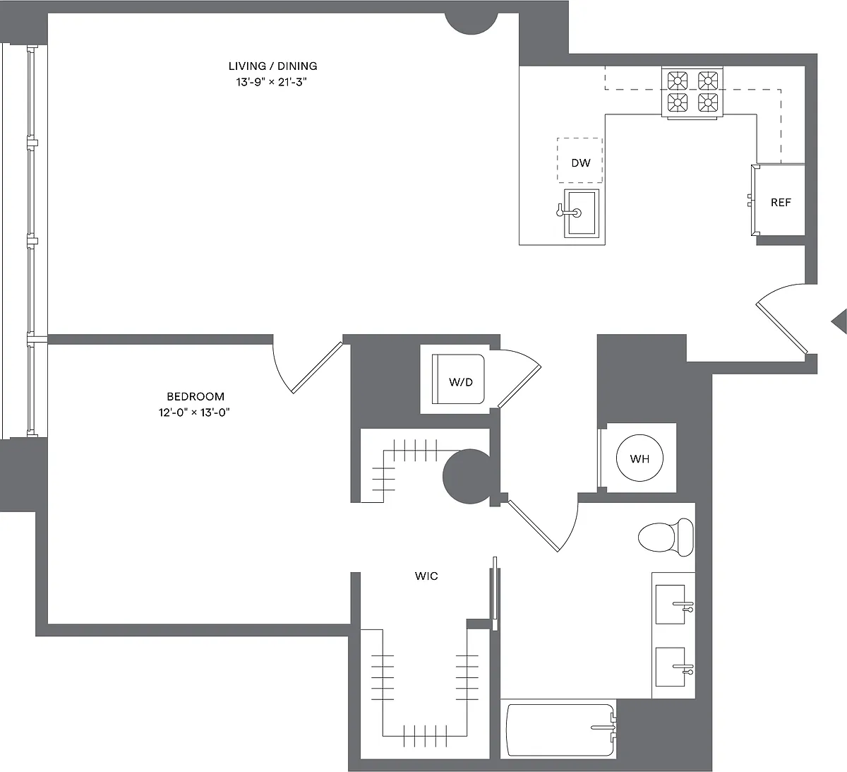 Floor plan 1 Bed/1 Bath_A4