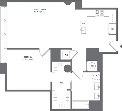 Floor plan 1 Bed/1 Bath_A4