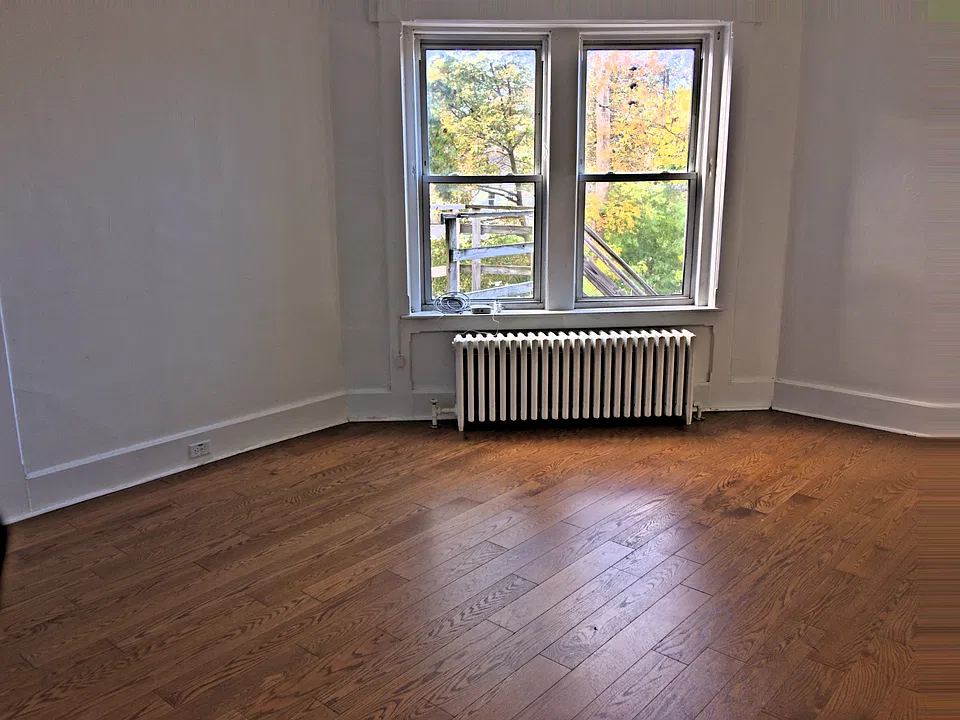 Living room with wood floors