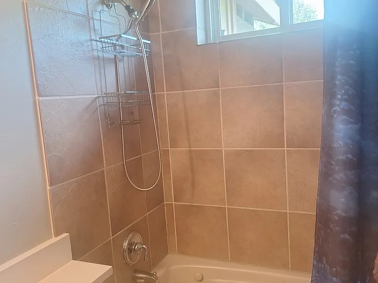 Rear master bedroom full shower and bath.