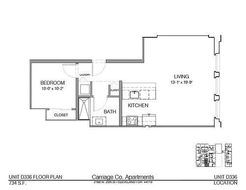 Floor plan c1-734 - 1 bed, 1 bath