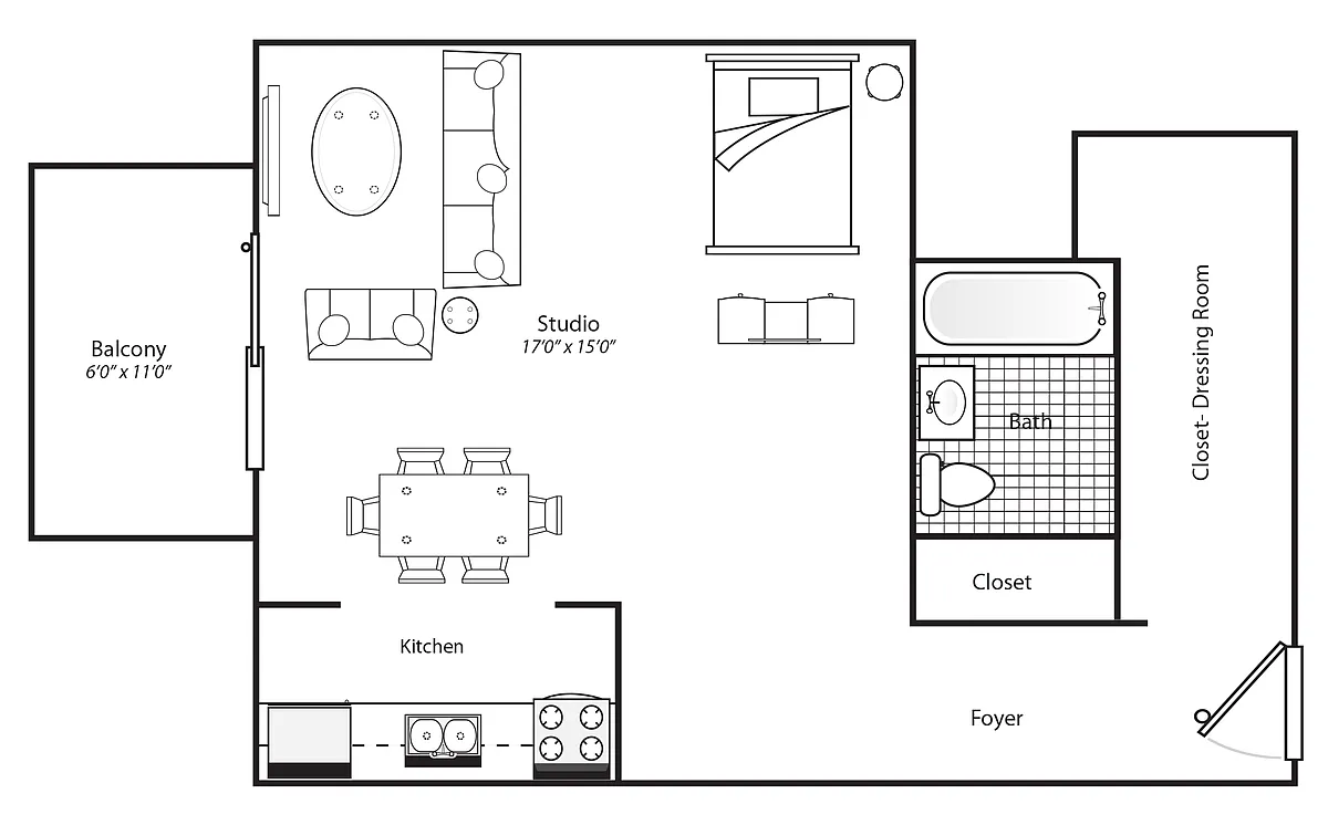 Floor plan Studio - Affordable 60%