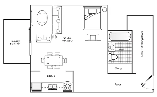 Floor plan Studio - Affordable 60%