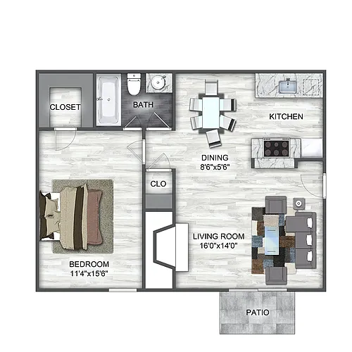 Floor plan A3 1 Bedroom