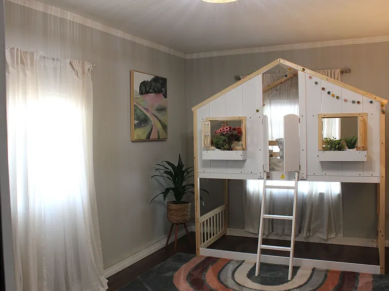 Laminate flooring. Third car garage conversion can be used as a bonus room