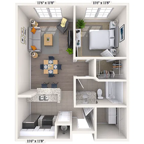 Floor plan Loft 1x1 676 SF