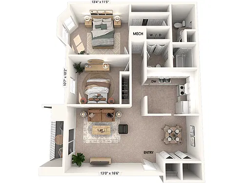 Floor plan B1-1049sf-Classic