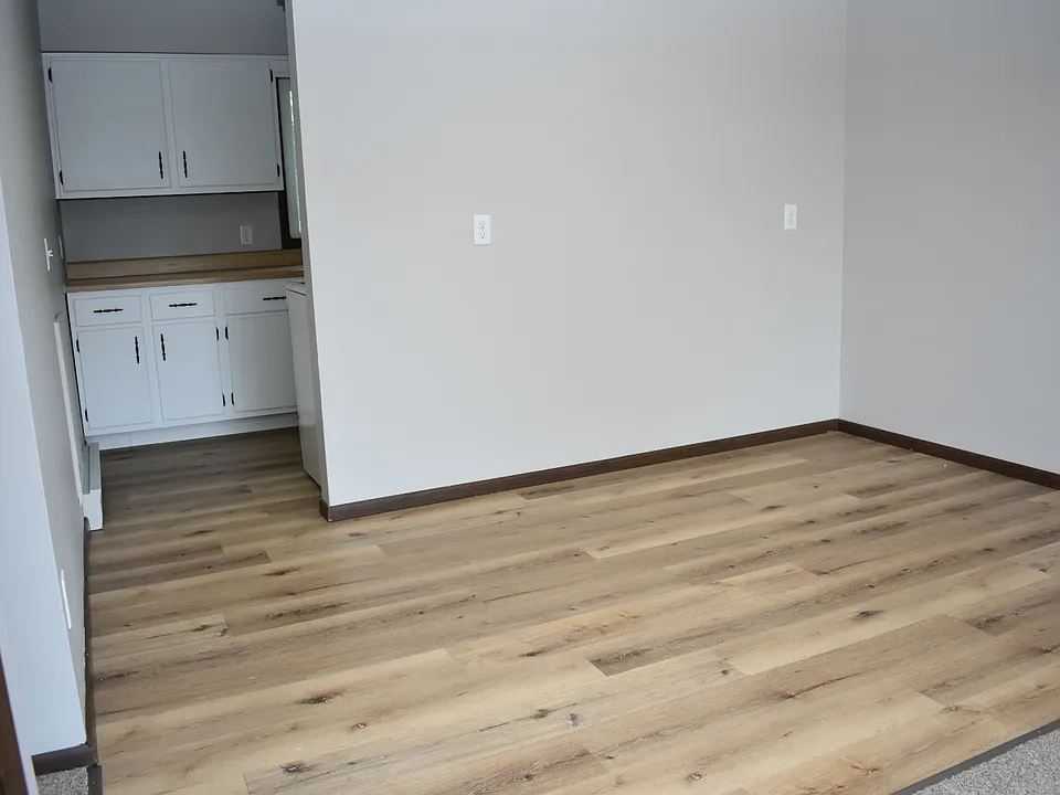 Dining room area with new floors