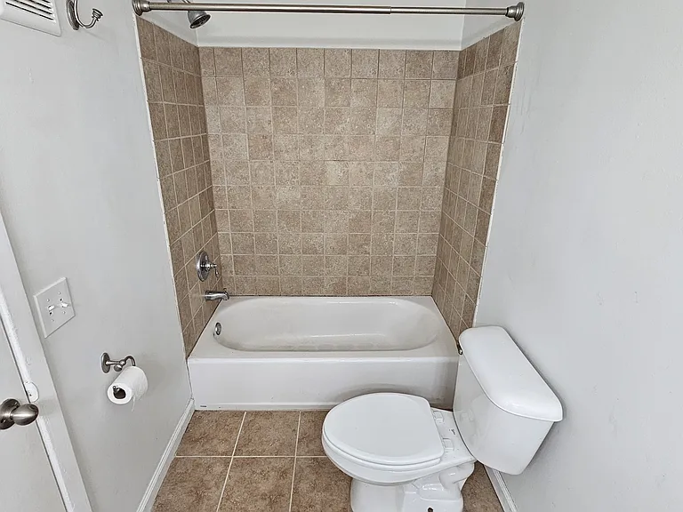 Bathroom with new tile floor