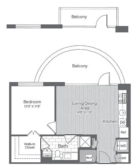 Floor plan 1 Bed/1 Bath-A1