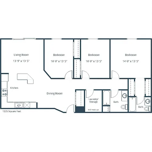 Floor plan Three Bedroom 32A