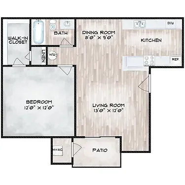 Floor plan 1 Bedroom 1 Bathroom