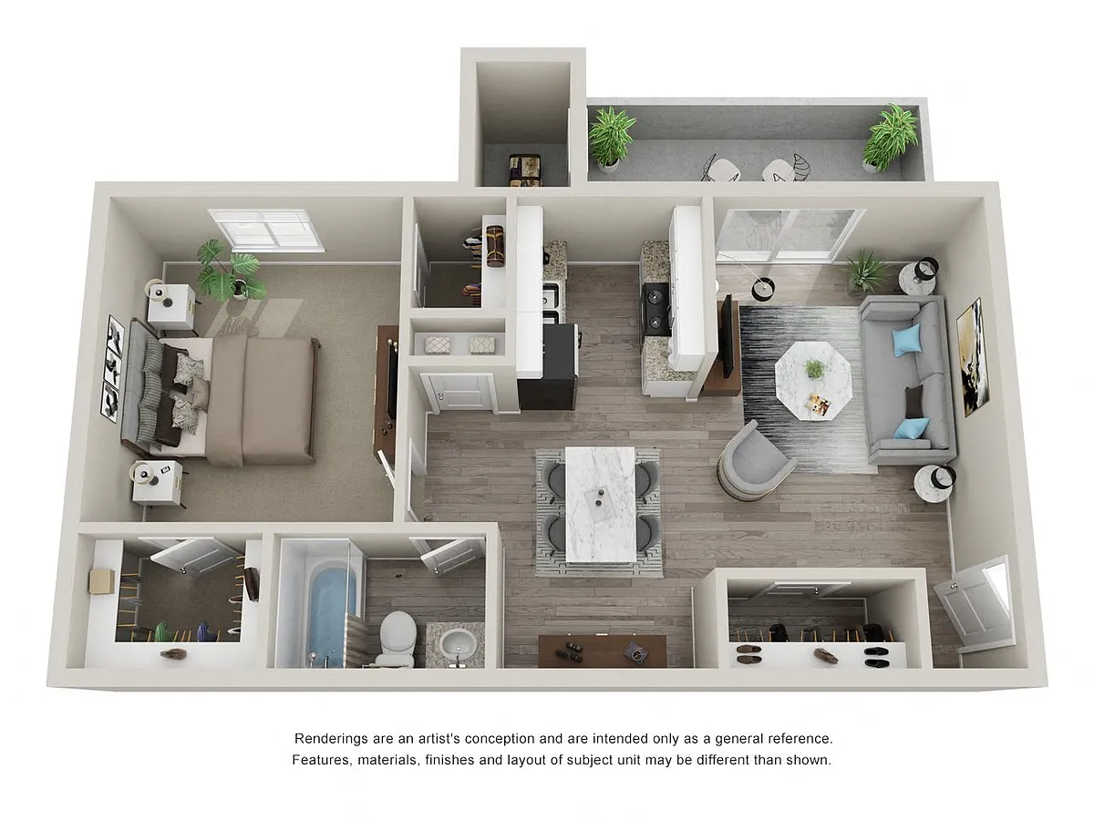 Floor plan A1: 1 Bed 1 Bath
