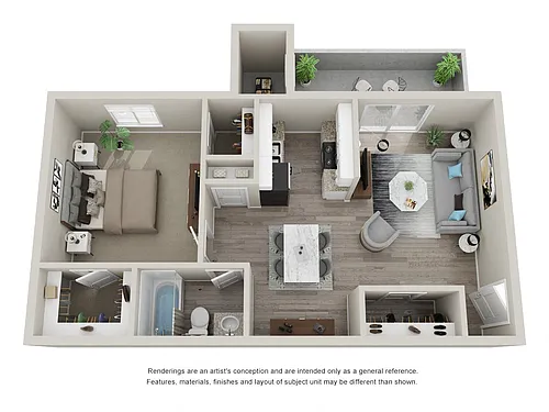 Floor plan A1: 1 Bed 1 Bath