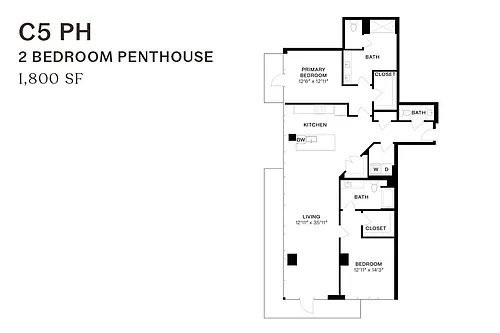 Floor plan Two Bedroom Penthouse C5 PH