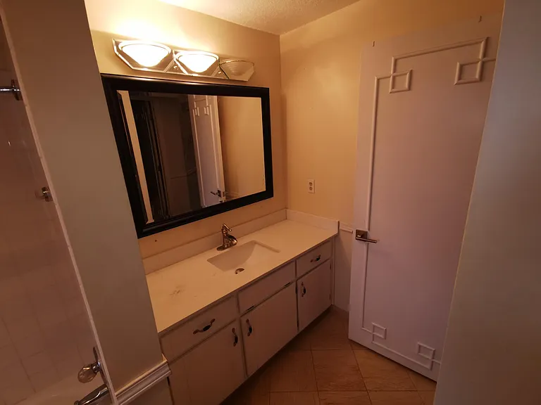 2nd Bath downstairs, full bath with new quartz vanity matching master bedroom bath.