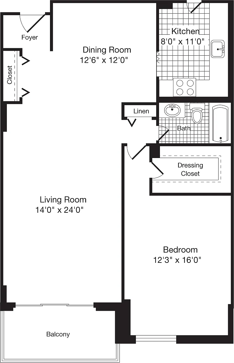 Floor plan 1 Bedroom Z