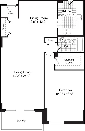 Floor plan 1 Bedroom Z