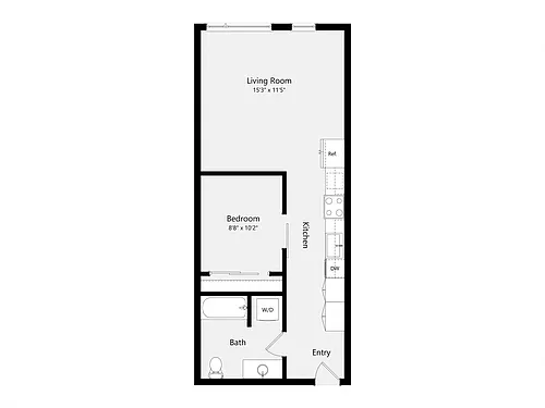 Floor plan Urban One Bedroom A02A