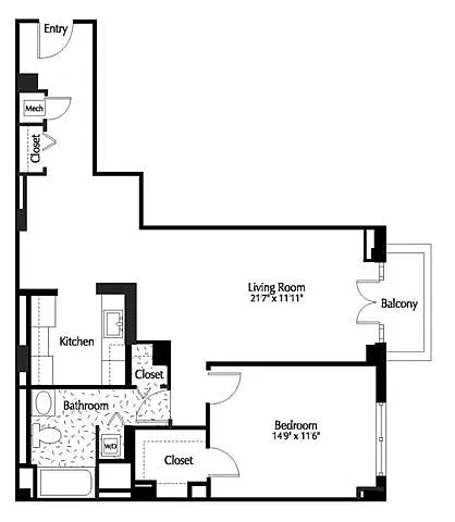 Floor plan 1Bed 1 Bath