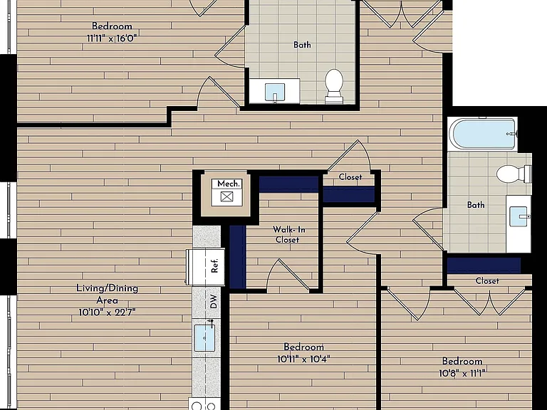 B 3BR-A ANSI-50 Three Bedroom Floor Plan B 3BR-A ANSI-50 Three Bedroom Floor Plan