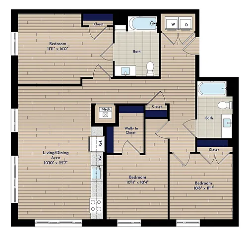 Floor plan B 3BR-A ANSI-50