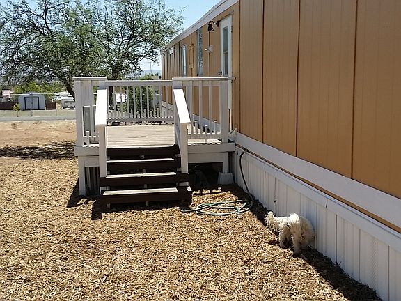 back deck with landscaping 