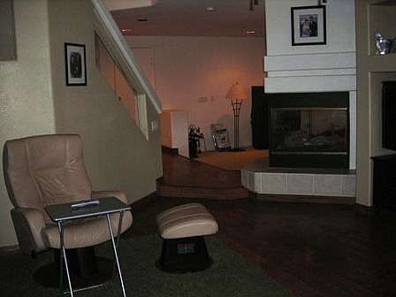 3-way fireplace from the family room side.