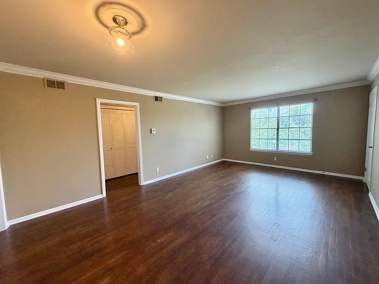 Living area from kitchen / Notice there is more closet space in the hallway