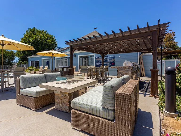 Cozy on up at our firepit by the pool area.