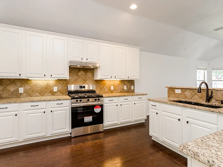 New gas stove, new ducted range hood and granite countertop