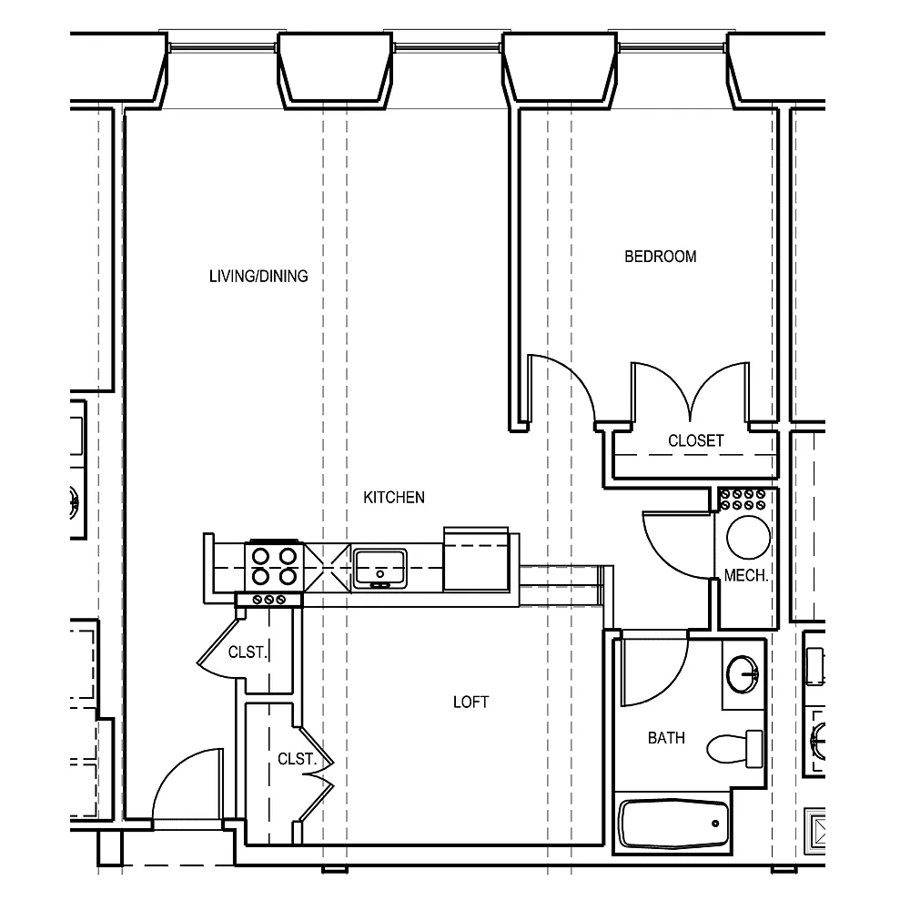 Floor plan 1 Bed and Loft Interior