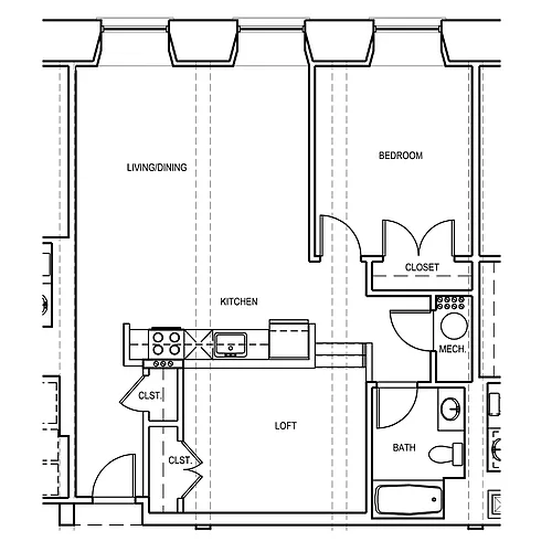 Floor plan 1 Bed and Loft Interior