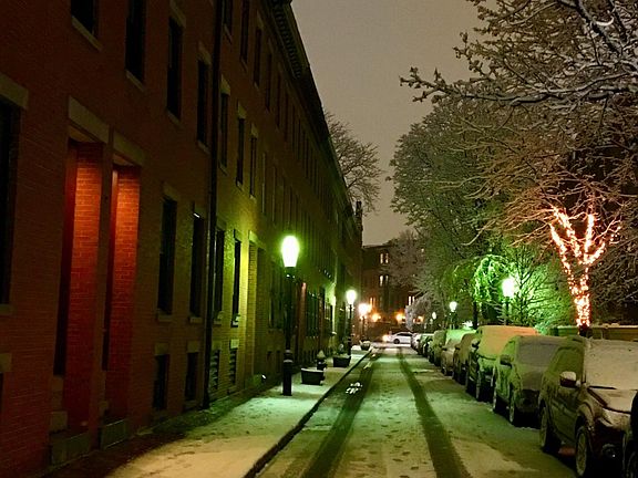 Winter photo of Lawrence Street.