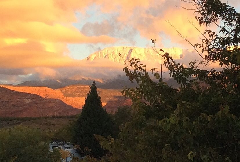 Snowy view at sunrise