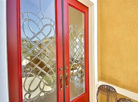 Custom leaded glass double front doors
