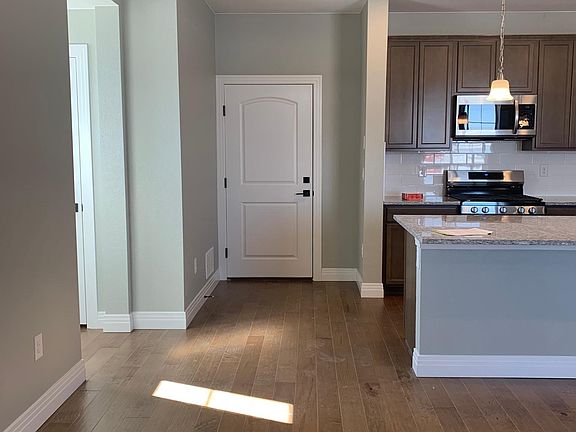 Garage door and kitchen