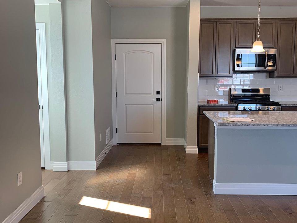 Garage door and kitchen