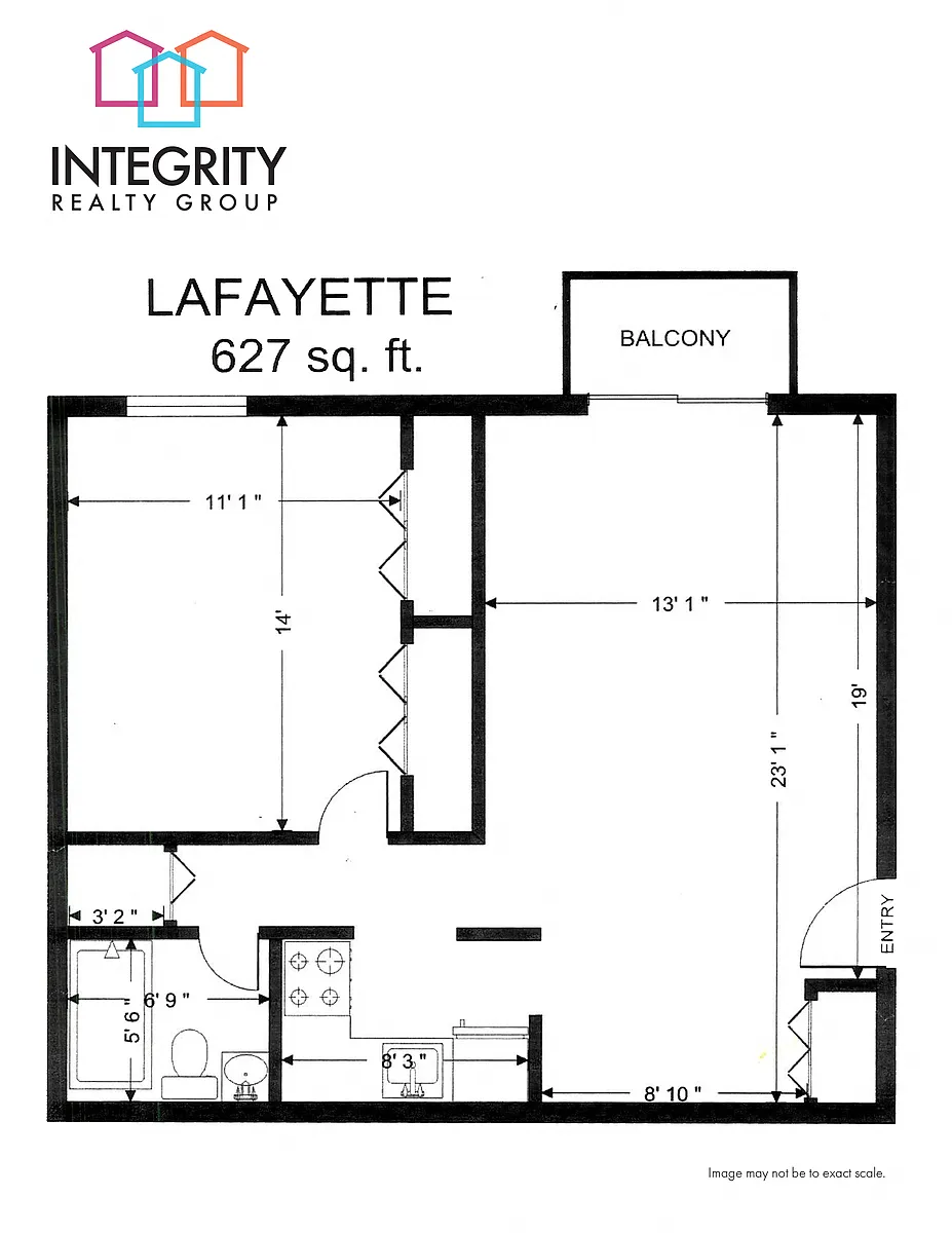 Floor plan 1 Bed/1 Bath/627 sq ft