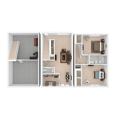 Floor plan 2 Bedroom 1.5 Bath 1047sf