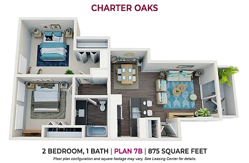 Floor plan Two Bedroom Plan 7B